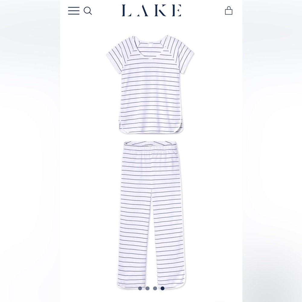 LAKE Women's Striped Pajama Set - White and Blue